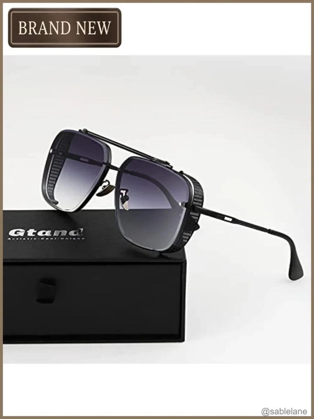 Oversized Square Aviator Sunglasses for Men Metal Side Shield Shades
